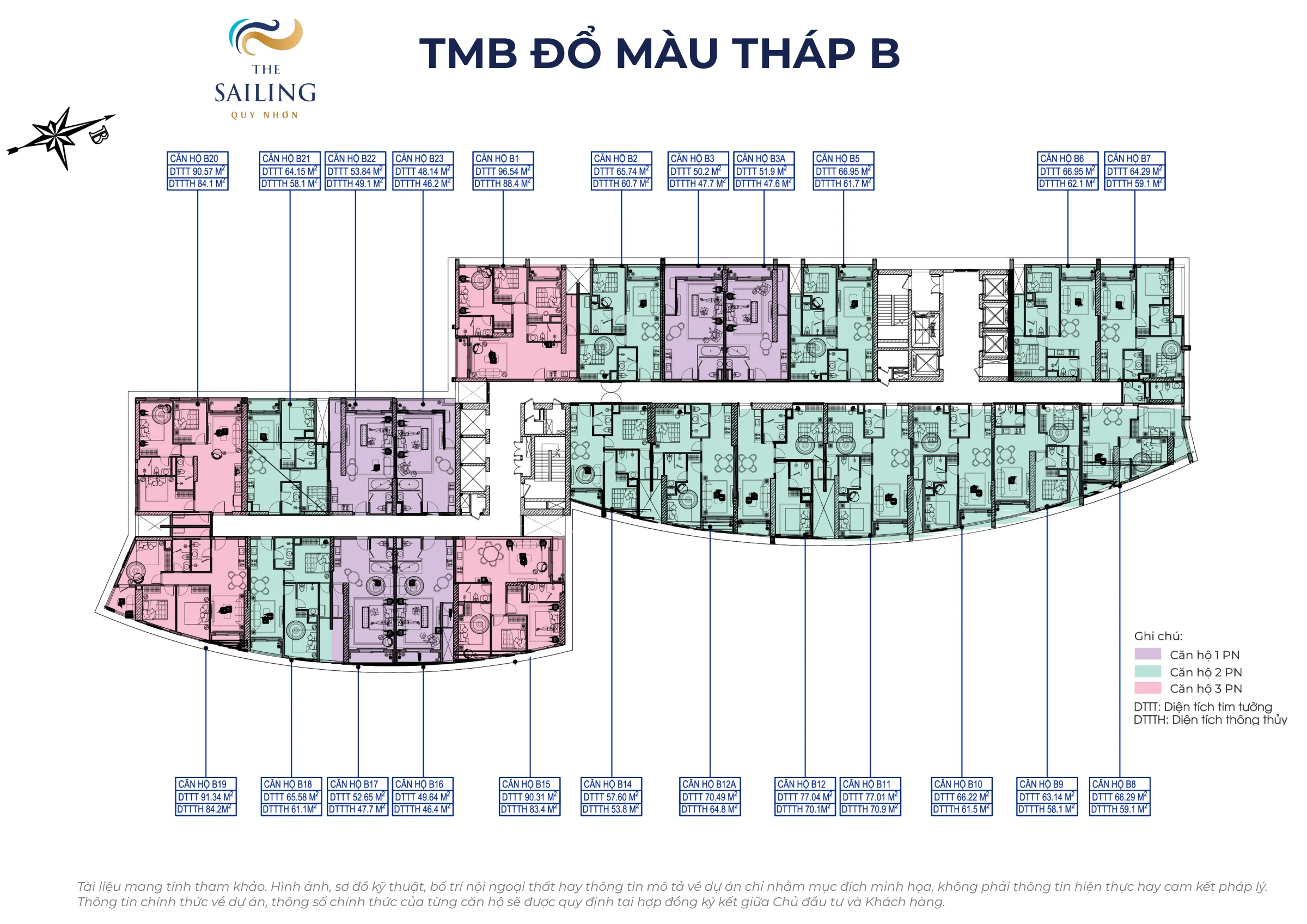 Tower B typical floor plan, 23 units per floor