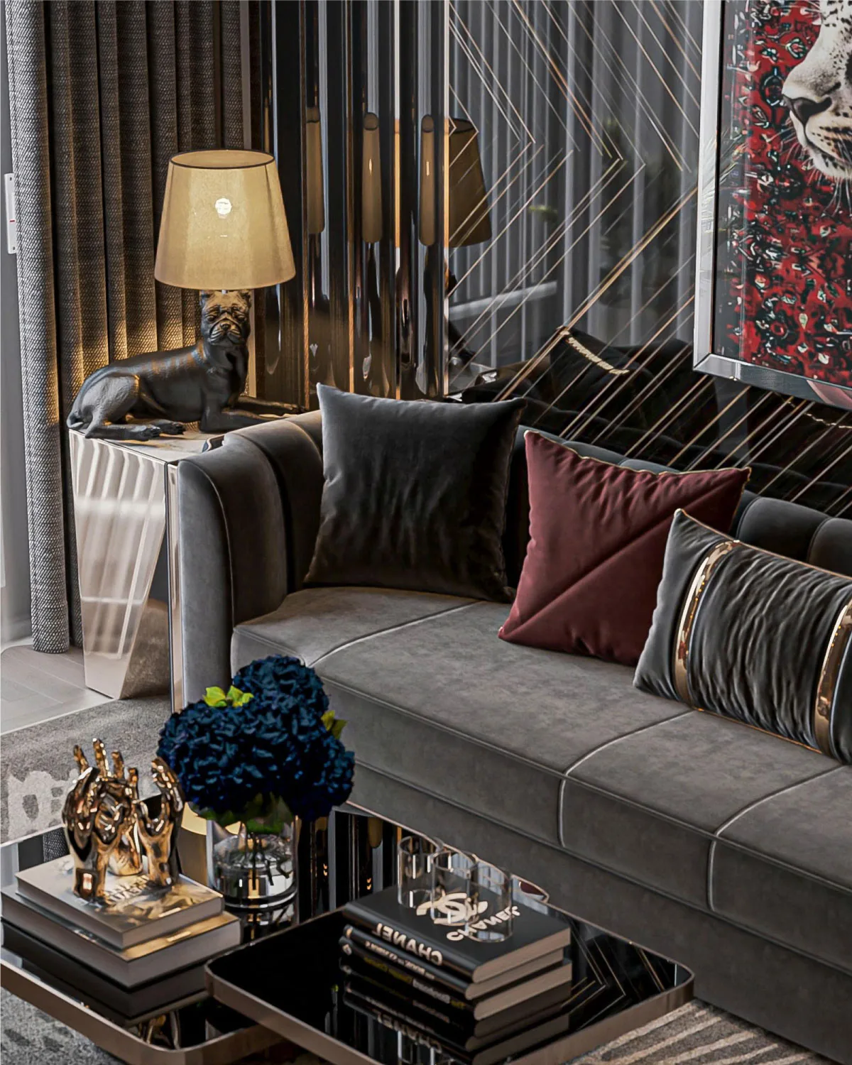 Living room sofa in the show apartment
